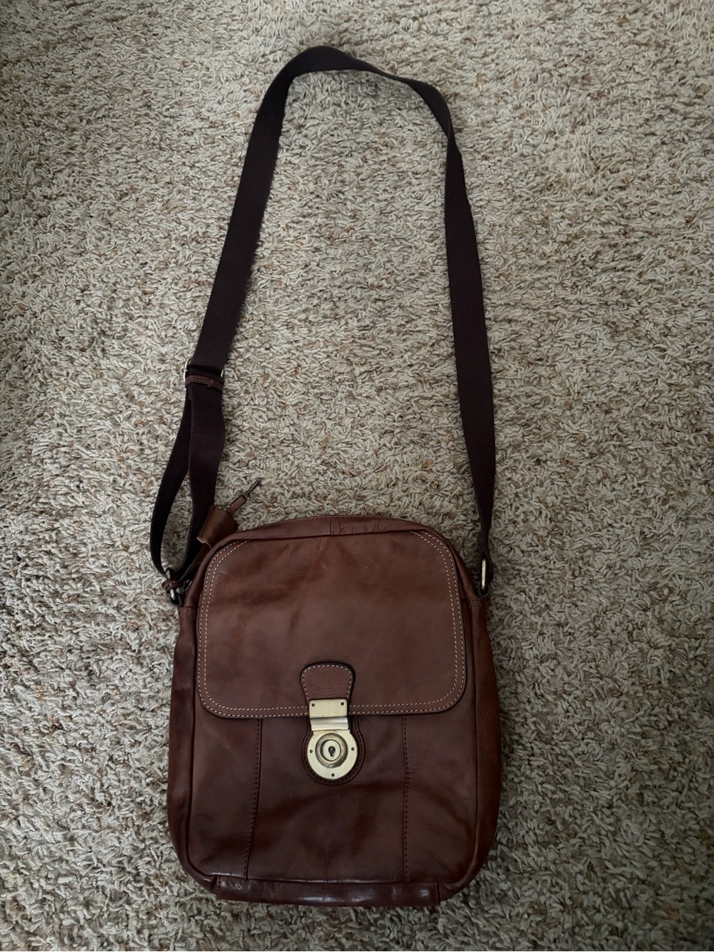Brown leather crossbody/messenger bag